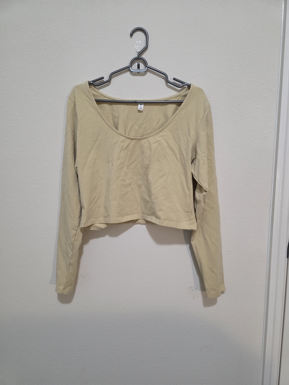 bp Beige Long Sleeve Scoop Neck Crop Top